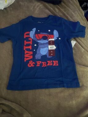Boys' Blue 'Wild & Free' Graphic Tee with Stitch Character